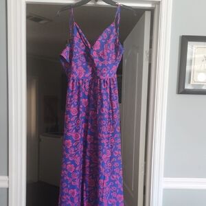 Vibrant Blue and Pink Floral Dress